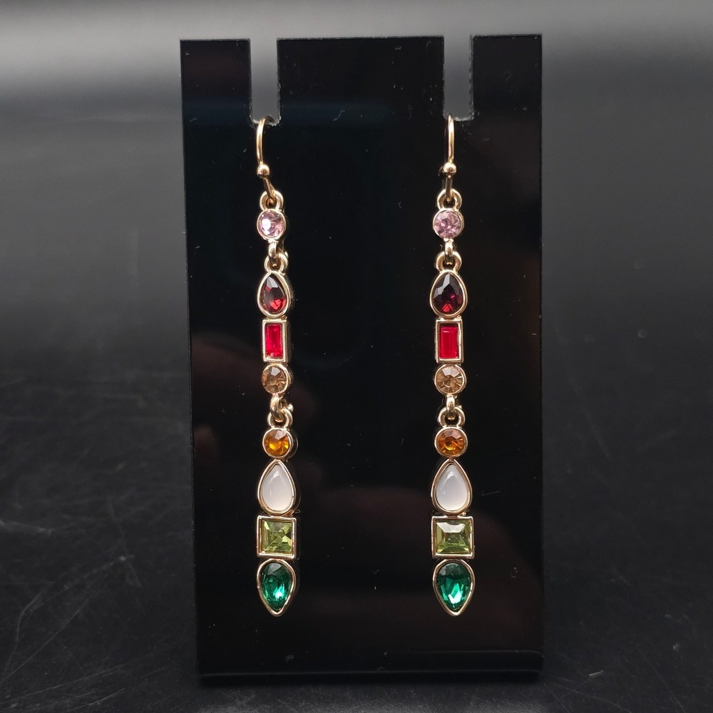 Avon Rainbow Riches Earrings Rhinestone Dangle Drop In Box - Picture 6 of 8